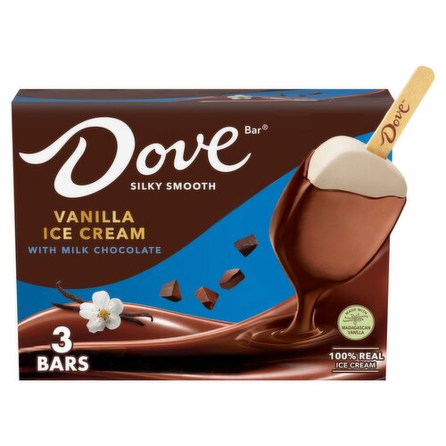 Dove Bar Vanilla with Milk Chocolate Ice Cream Bars, 3 count, 8.67 fl oz