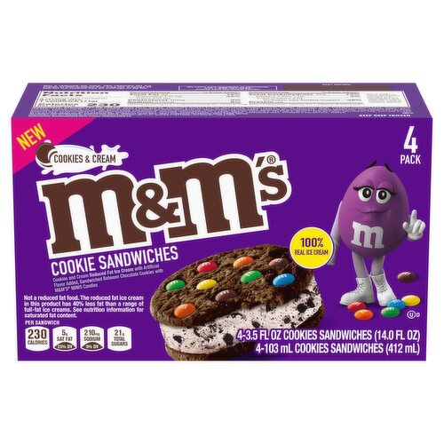 M&M's Cookies & Cream Cookie Sandwiches, 3.5 fl oz, 4 count