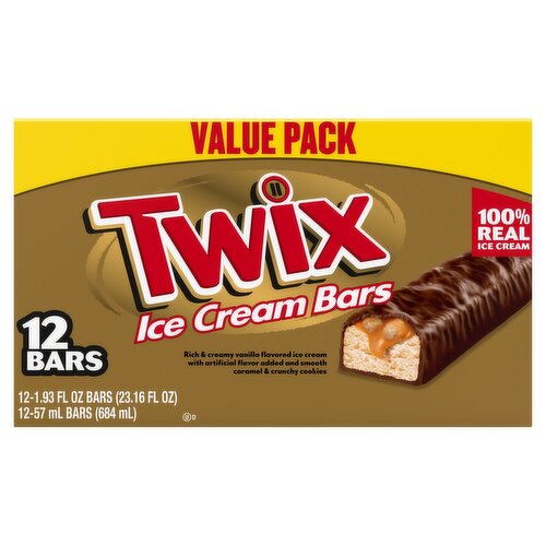 Twix Ice Cream Bars Value Pack, 1.93 fl oz, 12 count