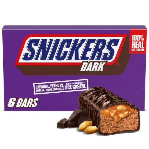 Snickers Dark Ice Cream Bars, 2 fl oz, 6 count