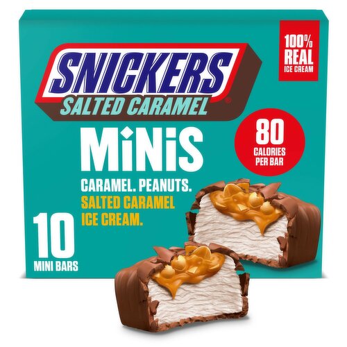 Snickers Caramel Peanuts Salted Caramel Ice Cream Mini Bars, 0.95 fl oz, 10 count