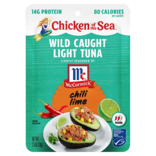Chicken of the Sea Lightly Seasoned by McCormick Chili Lime Wild Caught Light Tuna, 2.5 oz