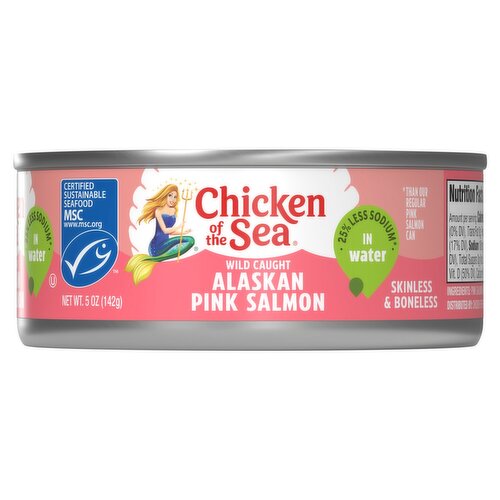 Chicken of the Sea Skinless & Boneless Alaskan Pink Salmon in Water 25% Less Sodium, 5 oz