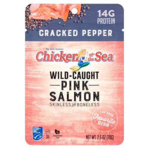 Chicken of the Sea Skinless and Boneless Cracked Pepper Wild-Caught Pink Salmon, 2.5 oz