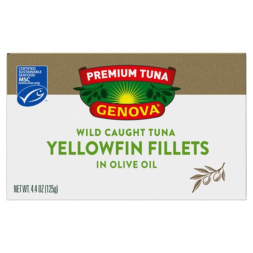 Genova Premium Tuna Yellowfin Fillets in Olive Oil, 4.4 oz