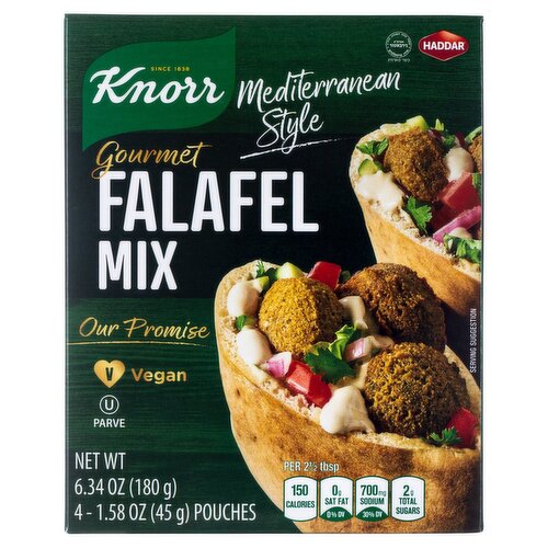 Haddar Knorr Mediterranean Style Gourmet Falafel Mix, 1.58 oz, 4 count