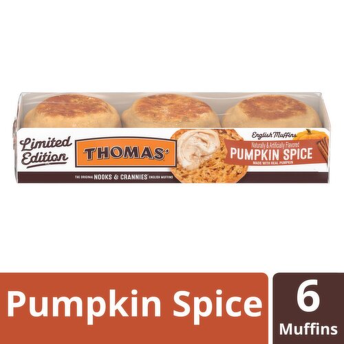 Thomas' Nooks & Crannies Pumpkin Spice English Muffins Limited Edition, 6 count, 13 oz
