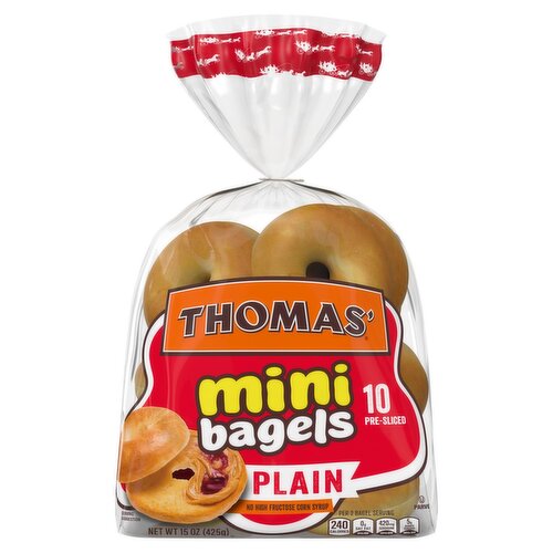 Thomas' Plain Mini Bagels, 10 count, 15 oz