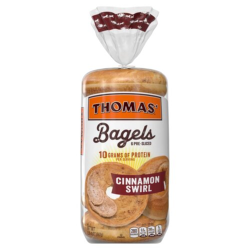 Thomas' Cinnamon Swirl Bagels, 6 count, 1 lb 4 oz