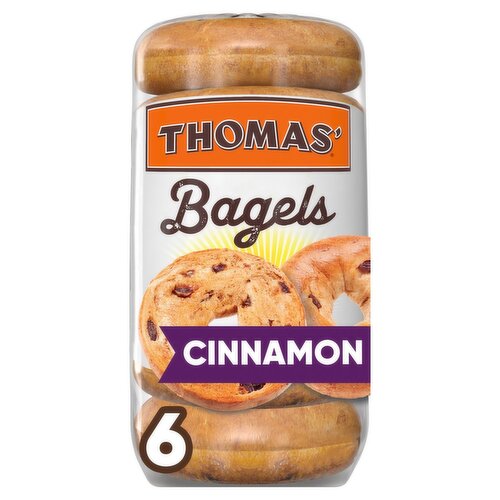 Thomas' Pre-Sliced Cinnamon Raisin Bagels, 6 count, 1 lb 2 oz