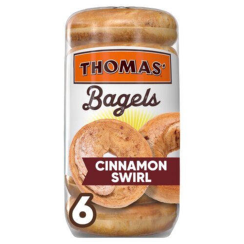 Thomas' Pre-Sliced Cinnamon Swirl Bagels, 6 count, 1 lb 2 oz