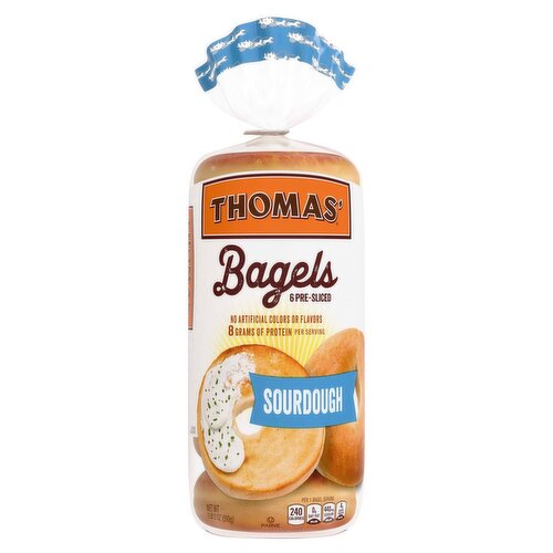 Thomas' Pre-Sliced Sourdough Bagels, 6 count, 1 lb 2 oz