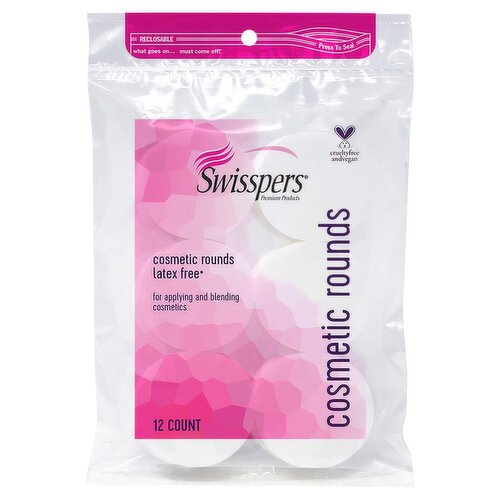 Swisspers Latex Free Cosmetic Rounds, 12 count