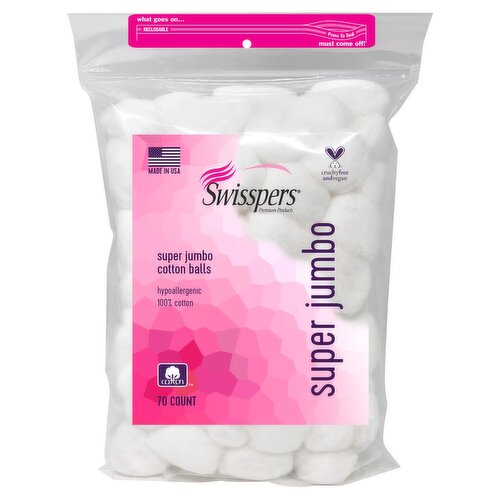 Swisspers Super Jumbo Cotton Balls, 70 count