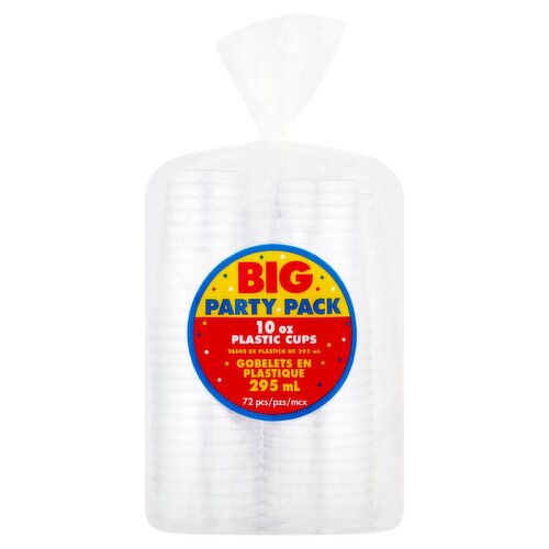 Amscan 10 oz Big Plastic Cups Party Pack, 72 count