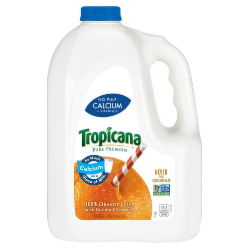 Tropicana Pure Premium 100% Orange Juice With Calcium & Vitamin D No Pulp 128 Fl Oz Jug