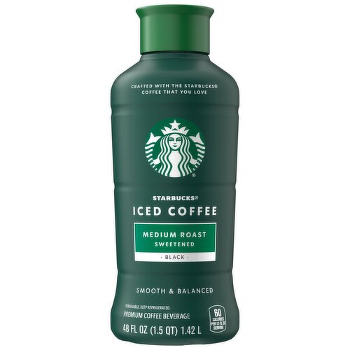 Starbucks Iced Coffee Premium Coffee Beverage Medium Roast Sweetened Black 48 Fl Oz