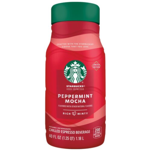 Starbucks Iced Espresso Beverage Peppermint Mocha Flavored 40 Fl Oz Bottle