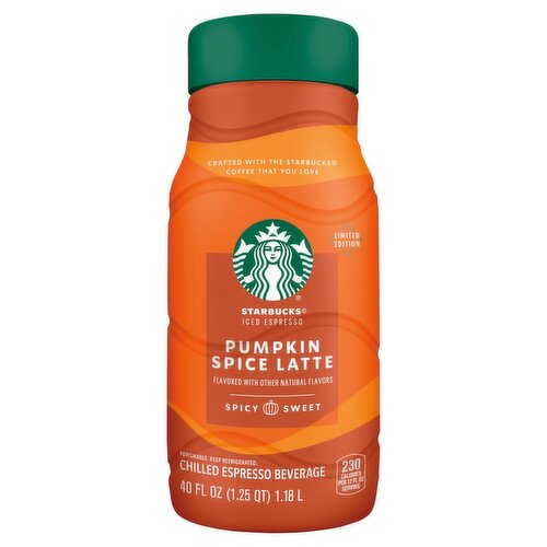 Starbucks Pumpkin Spice Latte Iced Chilled Espresso Beverage Limited Edition, 40 fl oz