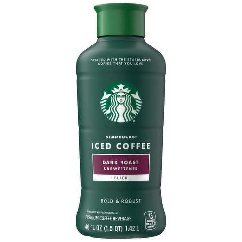 Starbucks Iced Coffee Premium Coffee Beverage Dark Roast Unsweetened 48 Fl Oz