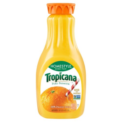 Tropicana Pure Premium Homestyle 100% Juice Orange Some Pulp 52 Fl Oz Bottle
