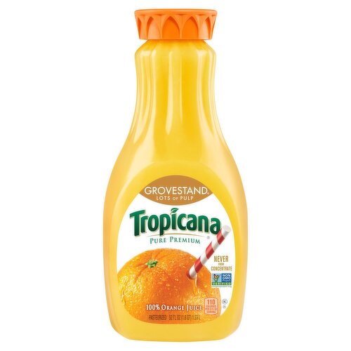 Tropicana Pure Premium Grovestand 100% Orange Juice Lots of Pulp 52 Fl Oz