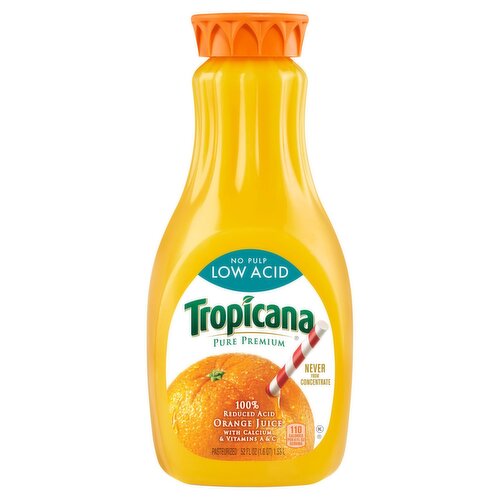 Tropicana Pure Premium No Pulp Low Acid 100% Orange Juice, 52 fl oz