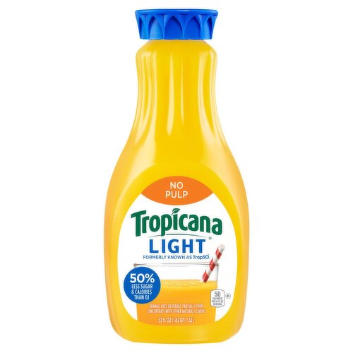 Tropicana No Pulp Light Orange Juice Beverage, 52 fl oz