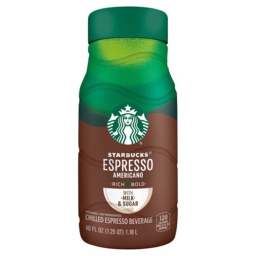 Starbucks Rich, Bold with Milk & Sugar Americano Chilled Espresso Beverage, 40 fl oz