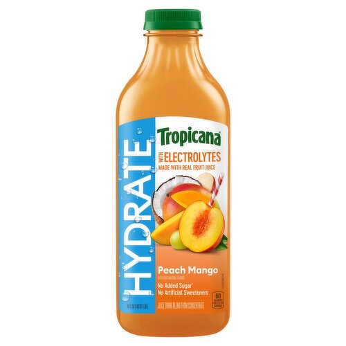 Tropicana Hydrate with Electrolytes Peach Mango Juice Drink, 46 fl oz