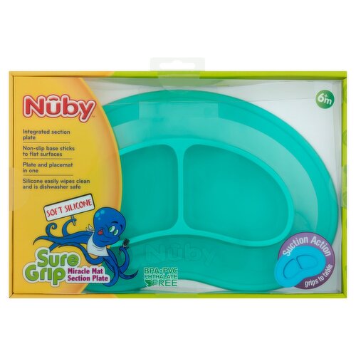 Nûby Sure Grip Miracle Mat Baby Led Feeding Section Plate, 6m+