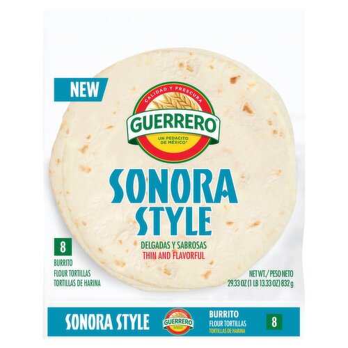 Guerrero Sonora Style Burrito Flour Tortillas, 8 count, 29.33 oz