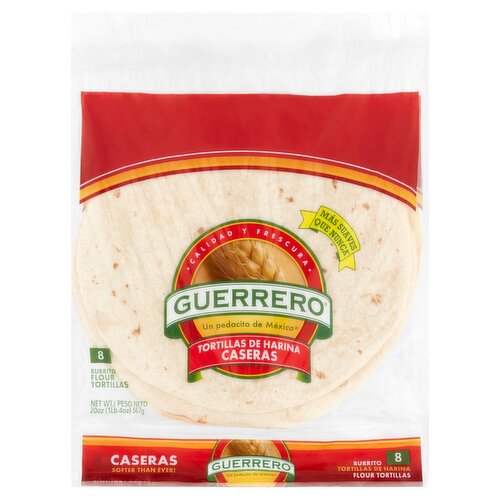 Guerrero Burrito Flour Tortillas Caseras, 8 count, 20 oz