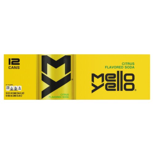 Mello Yello Citrus Flavored Soda, 12 fl oz, 12 count