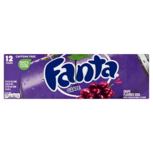 Fanta Grape Flavored Soda, 12 fl oz, 12 count