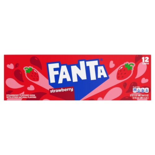 Fanta Strawberry Flavored Soda, 12 fl oz, 12 count
