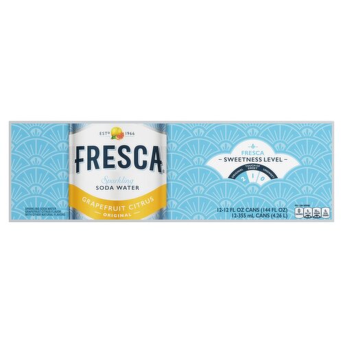 Fresca Grapefruit Citrus Original Sparkling Soda Water, 12 fl oz, 12 ...