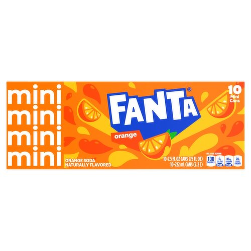 Fanta Orange Mini Soda, 7.5 fl oz, 10 count