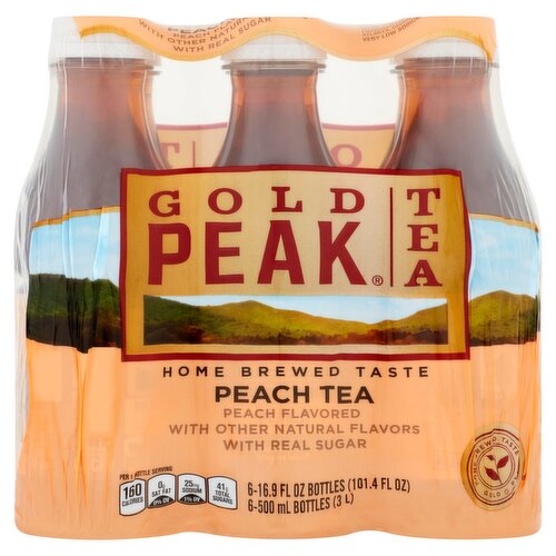 Gold Peak Georgia Peach Real Brewed Tea, 16.9 fl oz, 6 count