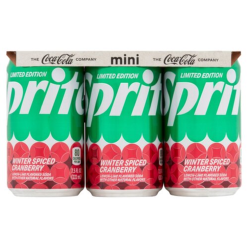 Sprite Winter Spiced Cranberry Mini Soda Limited Edition, 7.5 fl oz, 6 count