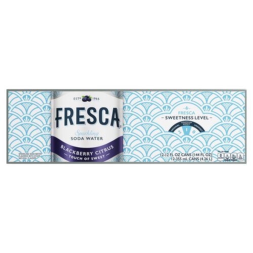 Fresca Touch of Sweet Blackberry Citrus Sparkling Soda Water, 12 fl oz, 12 count