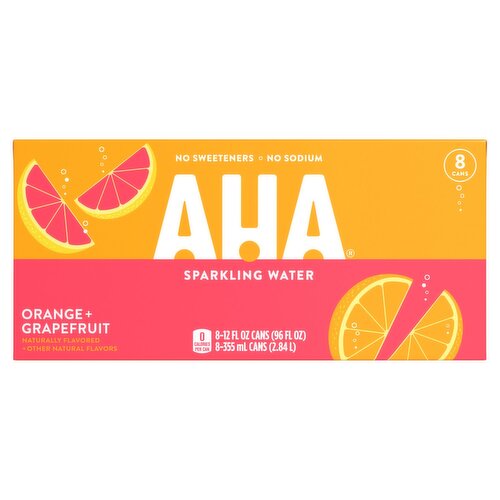 Aha Orange Grapefruit Cans, 12 fl oz, 8 Pack