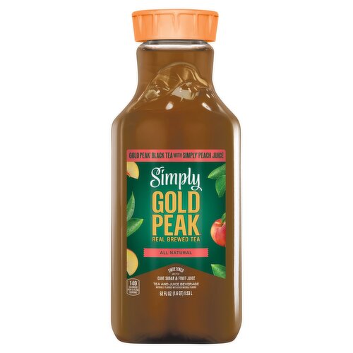 Simply Gold Peak Black Tea with Peach Juice Beverage Real Brewed Tea, 52 fl oz