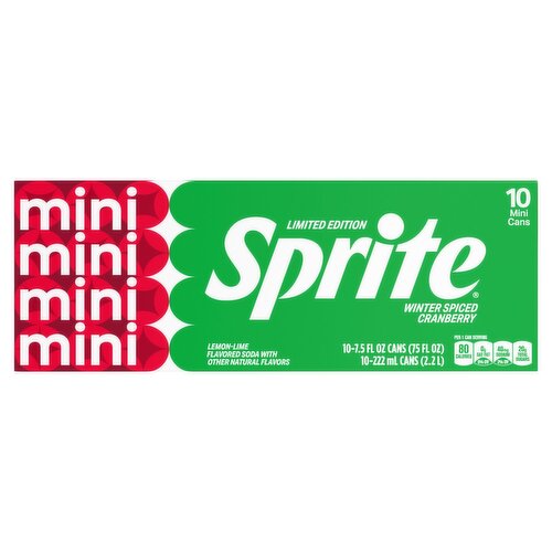 Sprite Winter Spiced Cranberry Mini Lemon-Lime Flavored Soda Limited Edition, 7.5 fl oz, 10 count