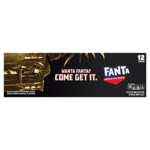 Fanta Crimson Sour Cherry Flavored Soda, 12 fl oz, 12 count