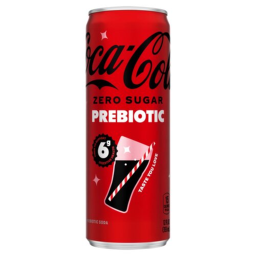 Coca-Cola Zero Sugar Prebiotic Soda, 12 fl oz