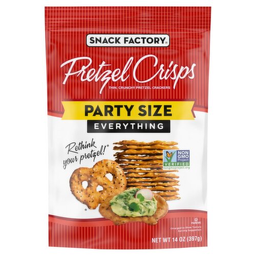 Snack Factory Pretzel Crisps Everything Pretzel Crackers Party Size, 14 oz