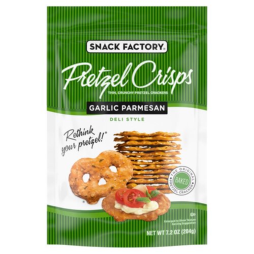 Snack Factory Pretzel Crisps Garlic Parmesan Deli Style Pretzel Crackers, 7.2 oz