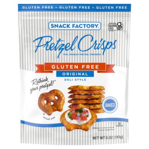 Snack Factory Pretzel Crisps Gluten Free Original Deli Style Pretzel Crackers, 5 oz