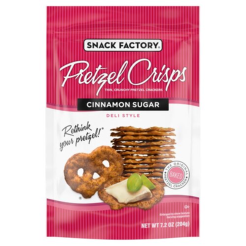 Snack Factory Pretzel Crisps Cinnamon Sugar Deli Style Pretzel Crackers, 7.2 oz